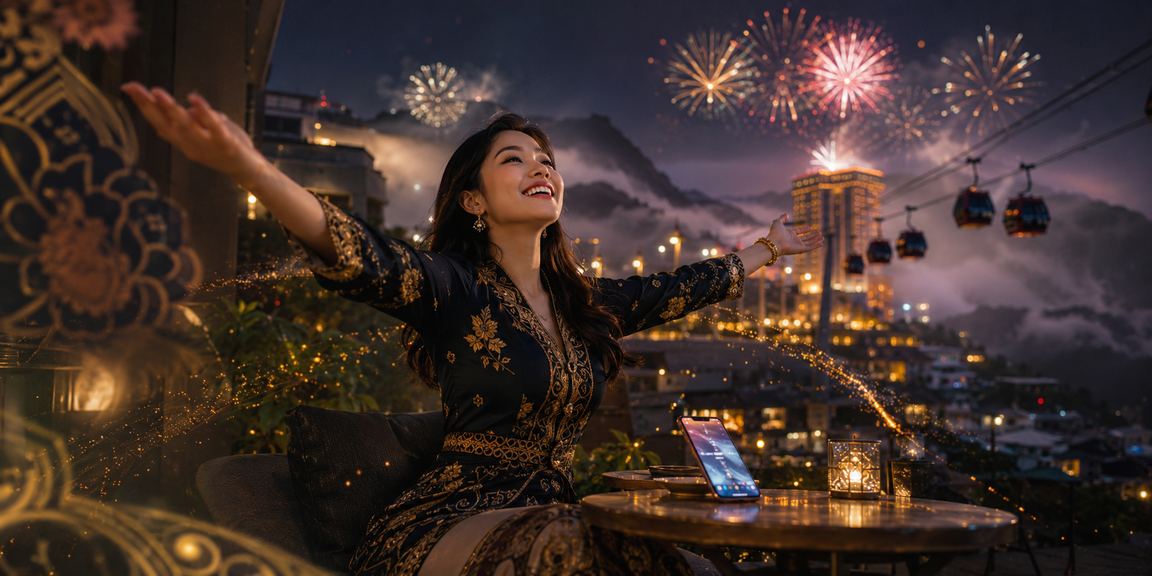 Pengguna re4r di Genting Highlands menggunakan telefon untuk akses kasino mudah alih dalam talian